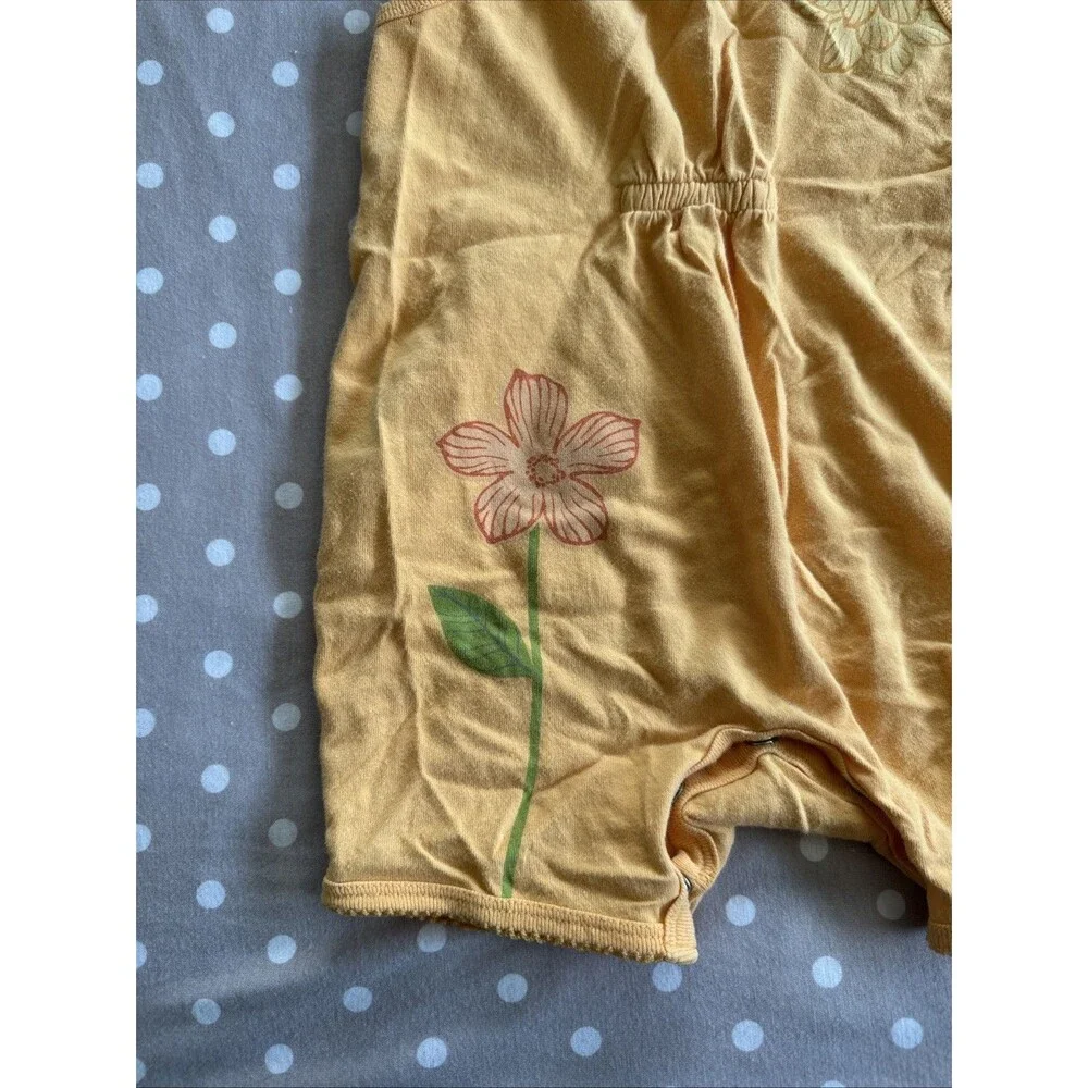 Baby Gap Vintage 3-6 Months Y2K Orange Floral Romper 2001 Shortalls Girls Small